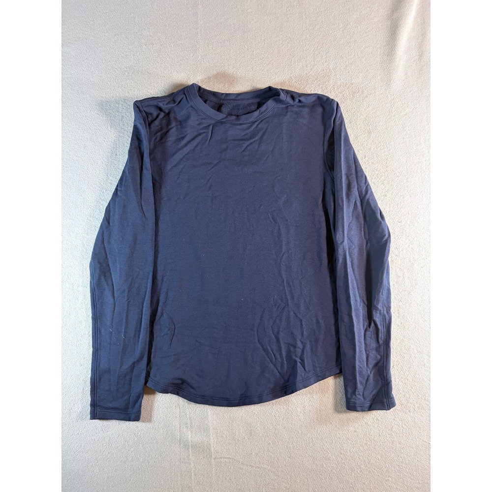 Lululemon Mens Metal Vent Tech Long‎ Sleeve Shirt Navy Blue Crew Neck Size M
